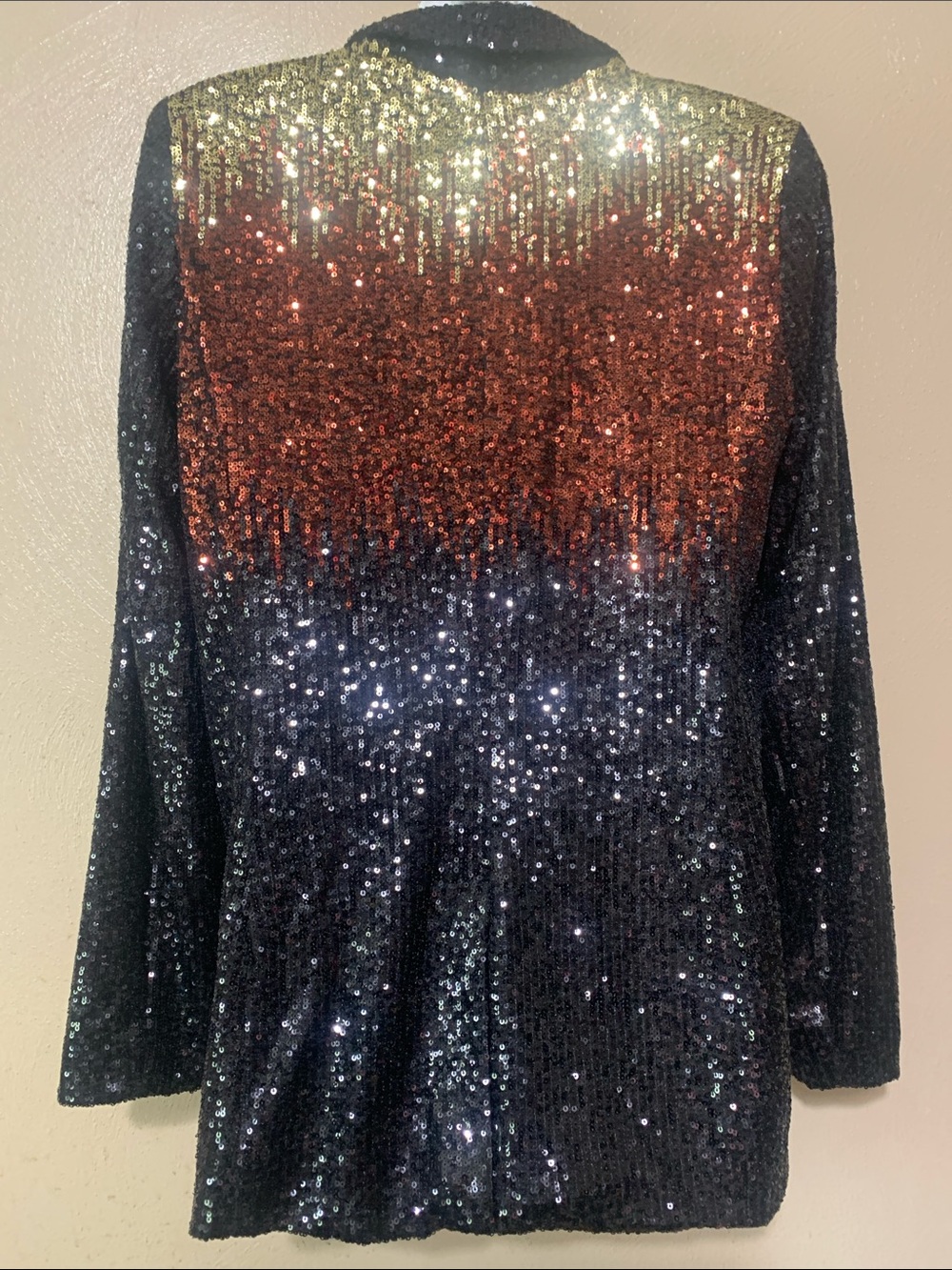 Dennis Basso size 8  Black Sequin Blazer with Copper Gold Ombre Shoulders NWOT - Picture 4 of 6